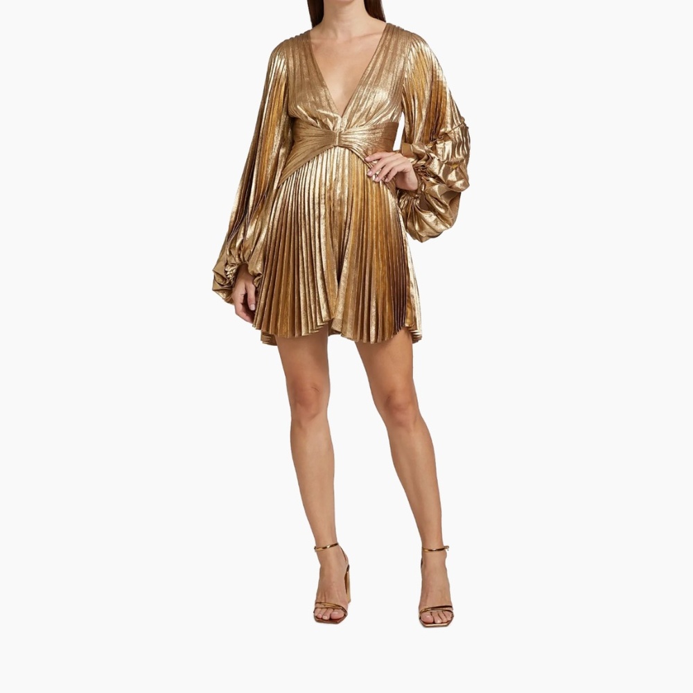 Acler Geneva Metallic Gold Mini Dress